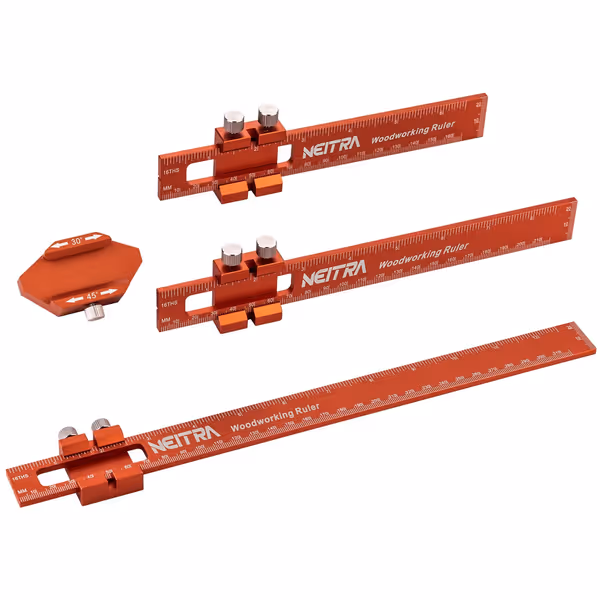 Woodworking Ruler, Neitra 3PCS (6/8/12 Inches) Metal Pocket Rule
