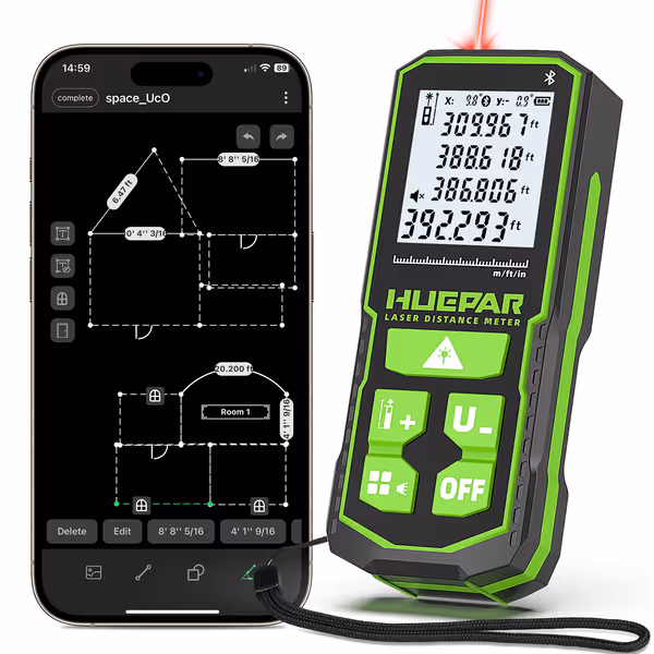 Huepar Laser Distance Measure 395Ft. with Bluetooth